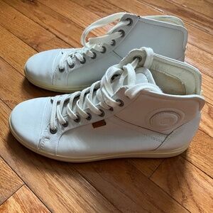 Ecco white leather hi tops